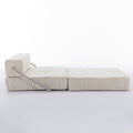 Folding Sofa Bed, Futon Sleeper Chair, Convertible Chair Floor Couch & Sleeping Mattress For Living Room, Guest Room, Home Office, Apartment, Small Space, Bed, Removable Back Cushion, White, 1 Seat White Chenille Primary Living Space Soft Pillow Back