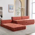 Folding Sofa Bed, Futon Sleeper Chair, Convertible Chair Floor Couch & Sleeping Mattress For Living Room, Guest Room, Home Office, Apartment, Small Space, Bed, Removable Back Cushion, Orange, 1 Seat Orange Chenille Primary Living Space Pillow Back Soft