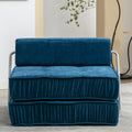 Folding Sofa Bed, Futon Sleeper Chair, Convertible Chair Floor Couch & Sleeping Mattress For Living Room, Guest Room, Home Office, Apartment, Small Space, Bed, Removable Back Cushion, Blue, 1 Seat Blue Chenille Primary Living Space Pillow Back Soft