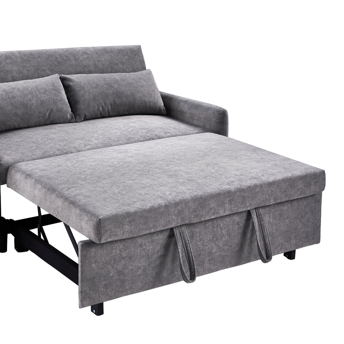 55.1" Pull Out Sleep Sofa Bed Loveseats Sofa Couch With Adjsutable Backrest, Storage Pockets, 2 Soft Pillows, Usb Ports For Living Room, Bedroom, Apartment, Office,Grey Old Sku Wf307821Aae Grey Foam Microfiber