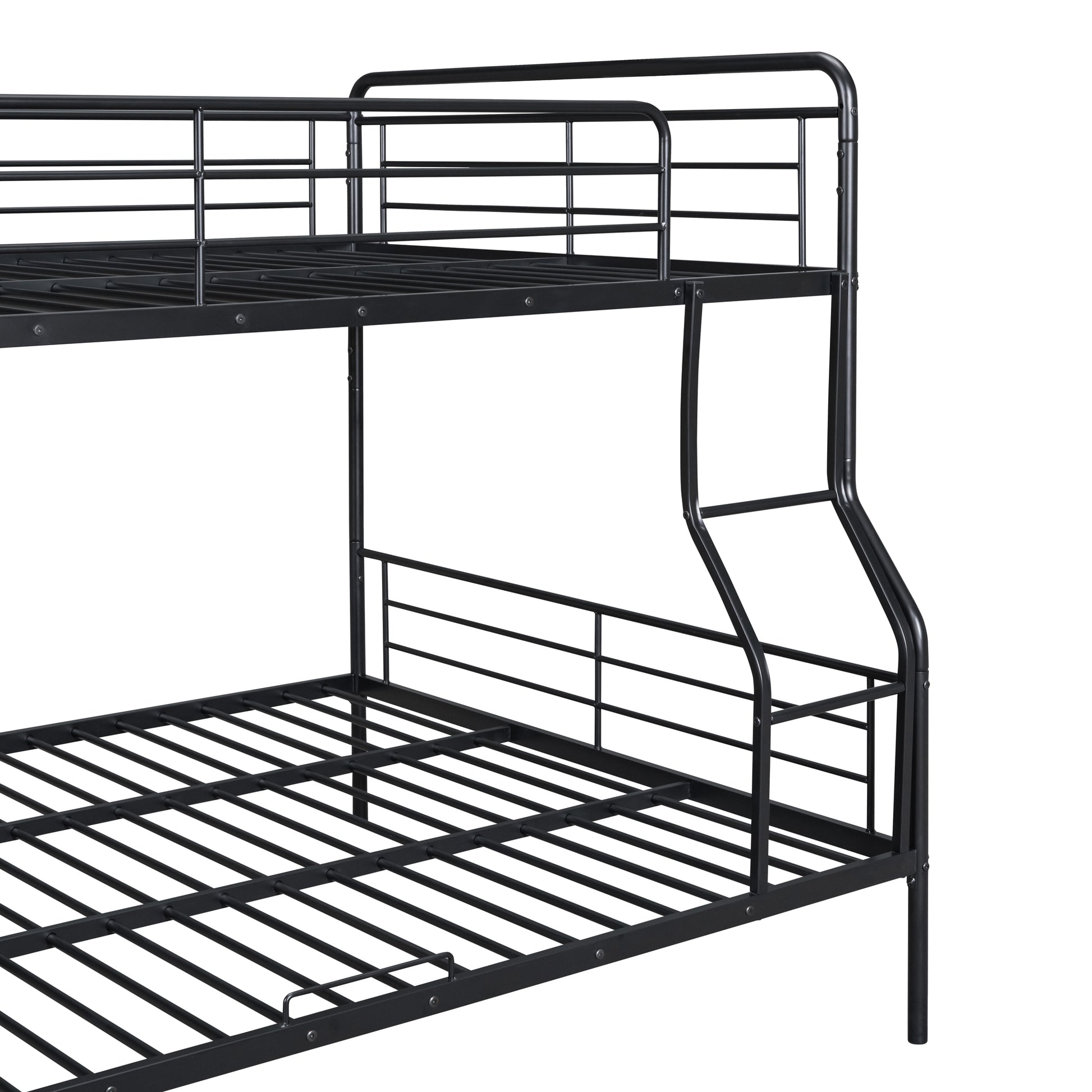 Full Xl Over Queen Metal Bunk Bed, Black Black Iron