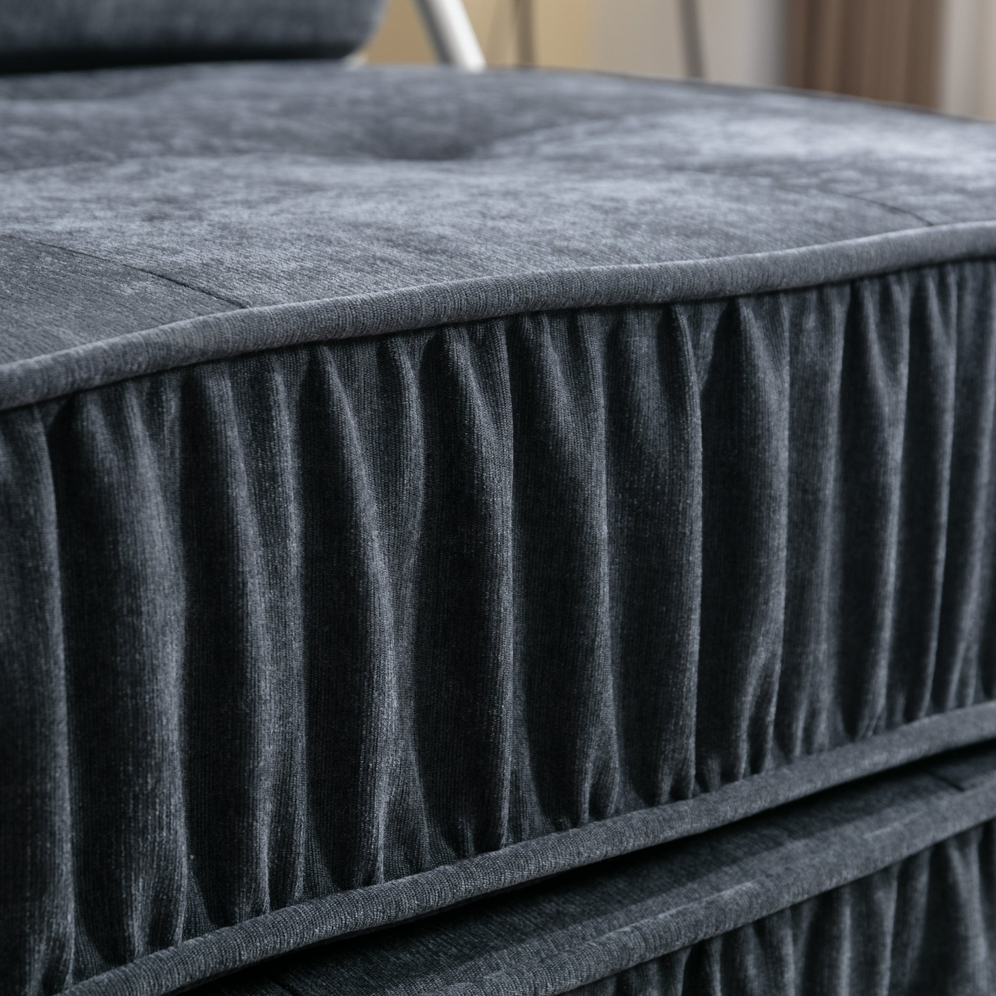 Folding Sofa Bed, Futon Sleeper Chair, Convertible Chair Floor Couch & Sleeping Mattress For Living Room, Guest Room, Home Office, Apartment, Small Space, Bed, Removable Back Cushion, Grey, 1 Seat Grey Chenille Primary Living Space Pillow Back Soft