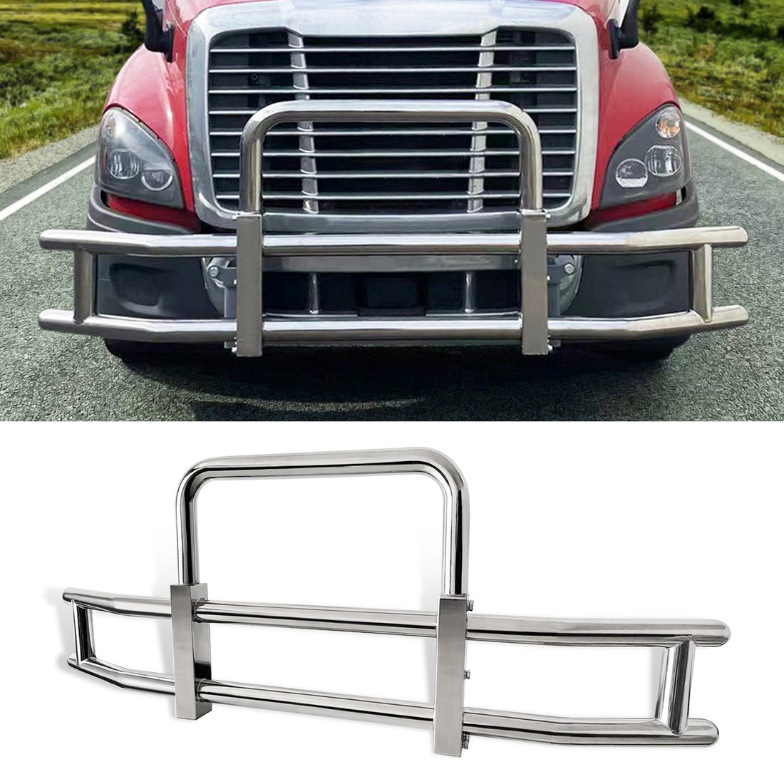 Deer Guard For Freightliner Cascadia 2008 2017 With Brackets Stainless Steel Chrome Stainless Steel