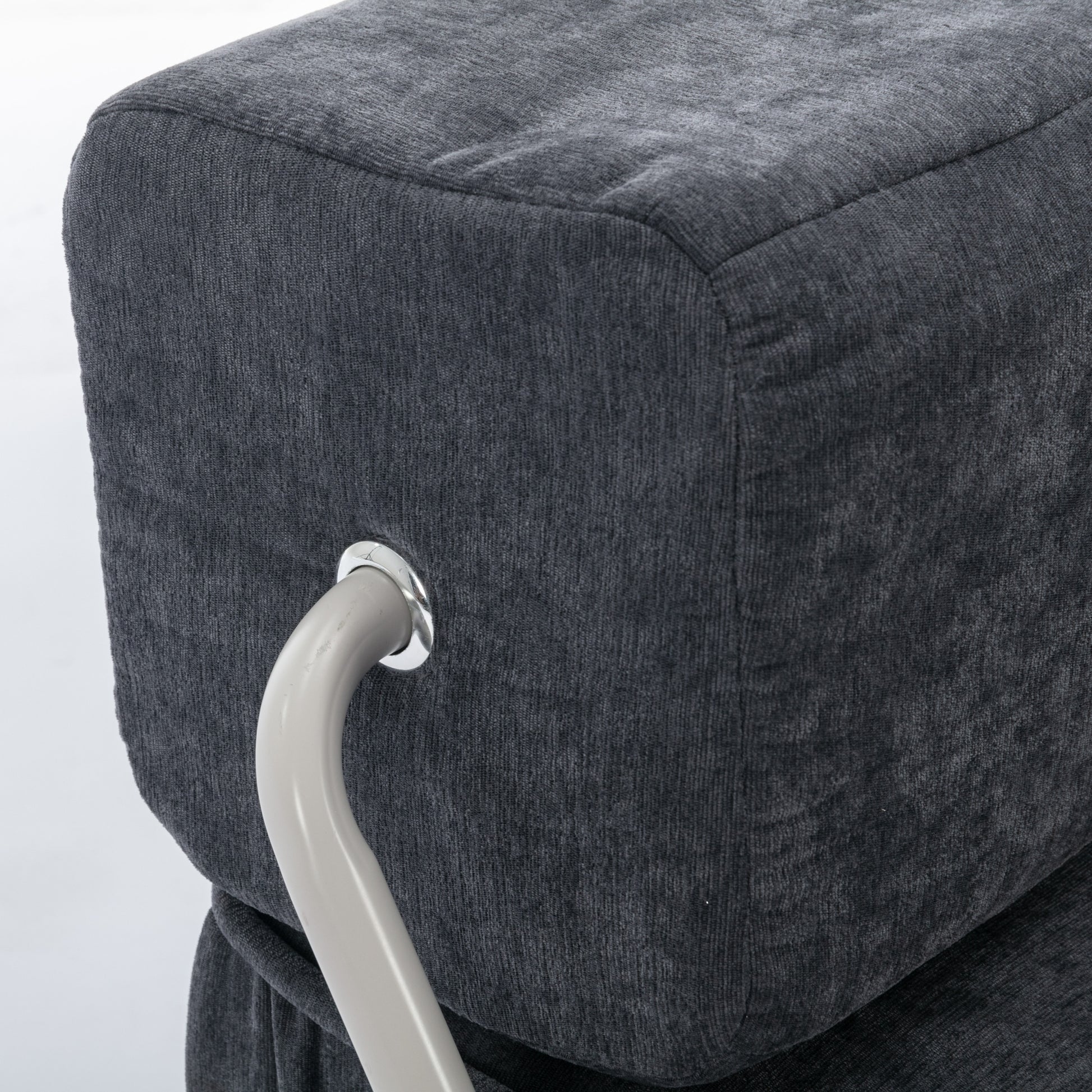 Folding Sofa Bed, Futon Sleeper Chair, Convertible Chair Floor Couch & Sleeping Mattress For Living Room, Guest Room, Home Office, Apartment, Small Space, Bed, Removable Back Cushion, Grey, 1 Seat Grey Chenille Primary Living Space Pillow Back Soft