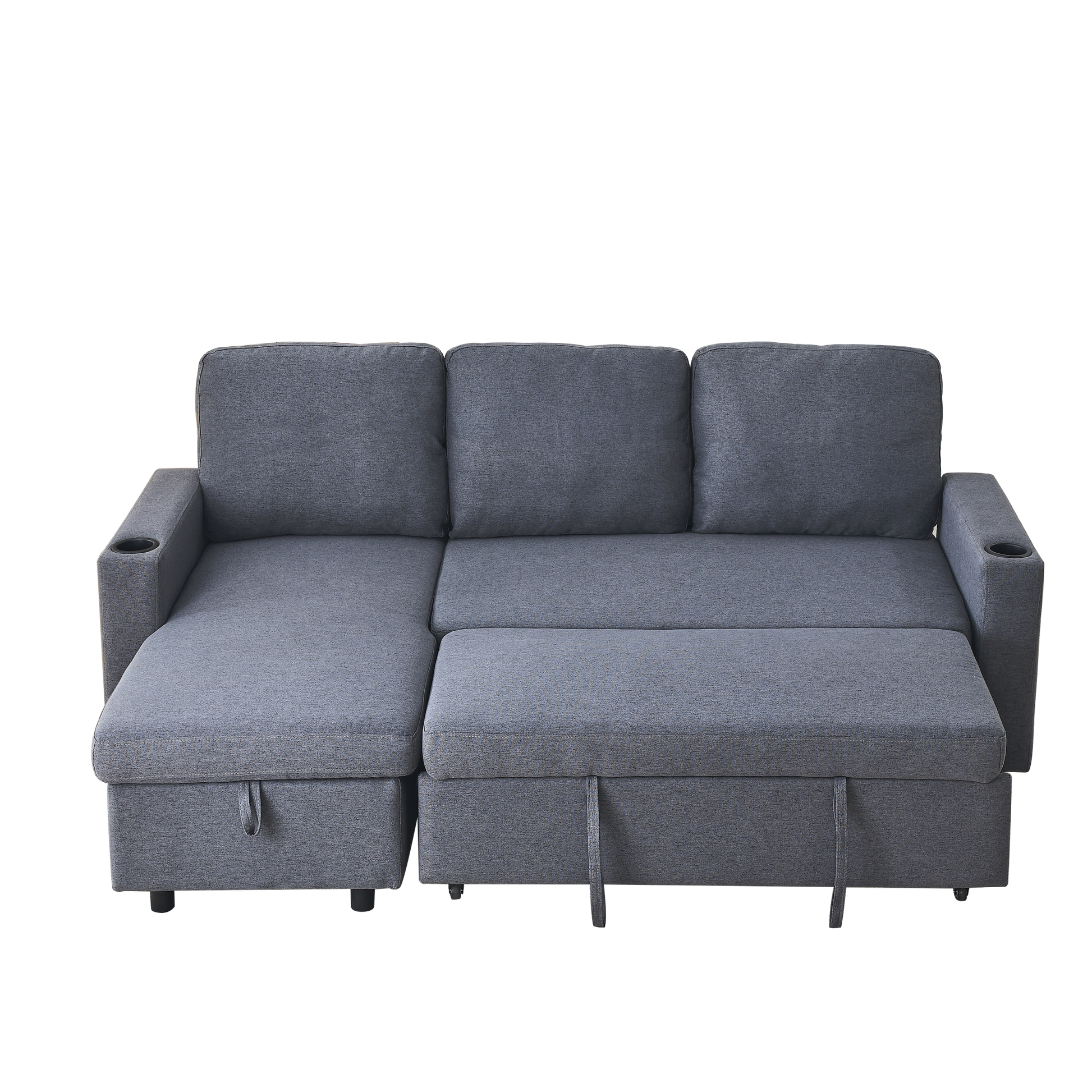 Fx78.7"Comfortable Linen L Shaped Combo Sofa Sofa Bed, Living Room Furniture Sets For Tight Spaces, Reversible Sleeper Combo Sofa With Pullout Bed,Reversible Sofa Bed For Living Room, Office, Apartmen Dark Gray Linen Wood Primary Living Space Foam Fabric