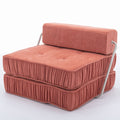 Folding Sofa Bed, Futon Sleeper Chair, Convertible Chair Floor Couch & Sleeping Mattress For Living Room, Guest Room, Home Office, Apartment, Small Space, Bed, Removable Back Cushion, Orange, 1 Seat Orange Chenille Primary Living Space Pillow Back Soft