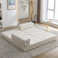 Folding Sofa Bed, Futon Sleeper Chair, Convertible Chair Floor Couch & Sleeping Mattress For Living Room, Guest Room, Home Office, Apartment, Small Space, Bed, Removable Back Cushion, White, 1 Seat White Chenille Primary Living Space Soft Pillow Back