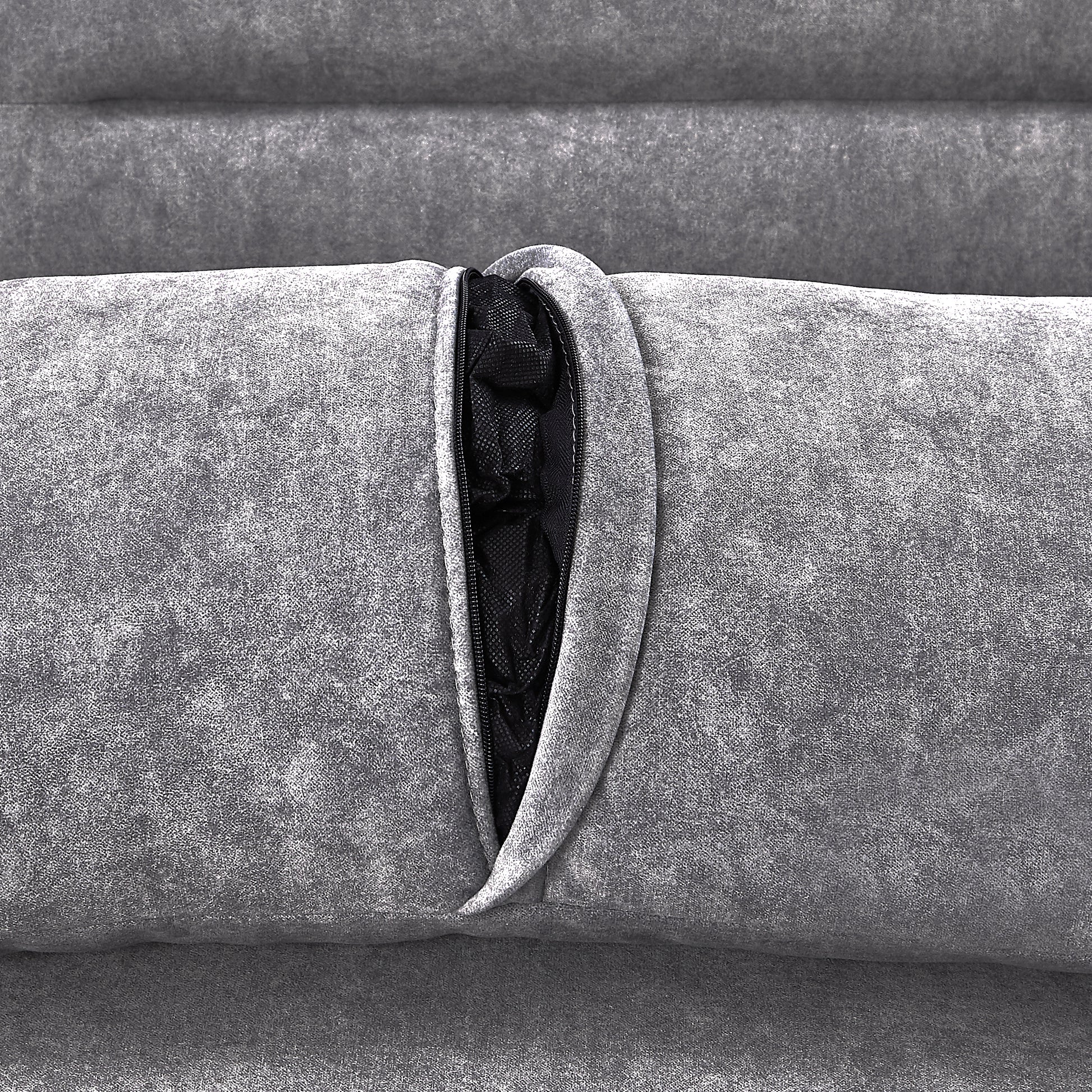 55.1" Pull Out Sleep Sofa Bed Loveseats Sofa Couch With Adjsutable Backrest, Storage Pockets, 2 Soft Pillows, Usb Ports For Living Room, Bedroom, Apartment, Office,Grey Old Sku Wf307821Aae Grey Foam Microfiber