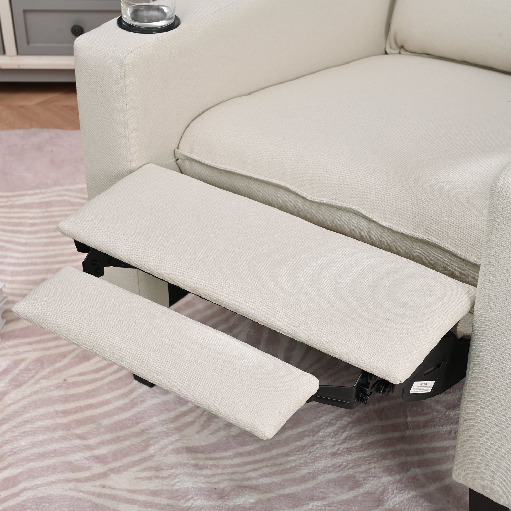 Recliner Chairs For Adults, Adjustable Recliner Sofa With Mobile Phone Holder & Cup Holder, Modern Reclining Chairs Fabric Push Back Recliner Chairs For Living Room, Bedroom, Beige Beige Foam Polyester