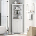 White Bathroom Storage Corner Cabinet with