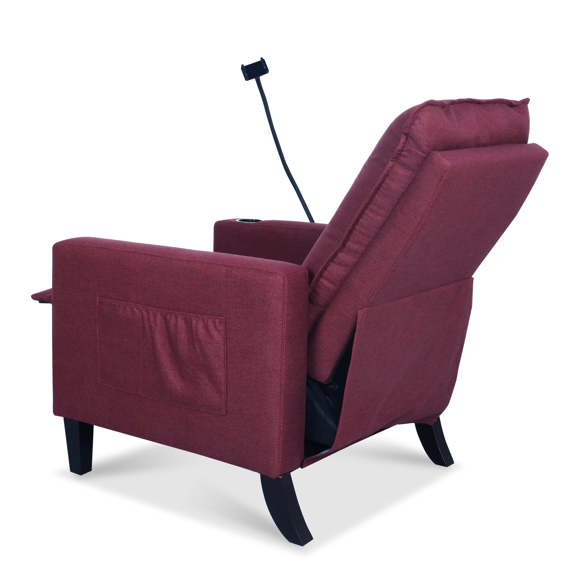 Recliner Chairs For Adults, Adjustable Recliner Sofa With Mobile Phone Holder & Cup Holder, Modern Reclining Chairs Fabric Push Back Recliner Chairs For Living Room, Bedroom, Red Red Foam Polyester