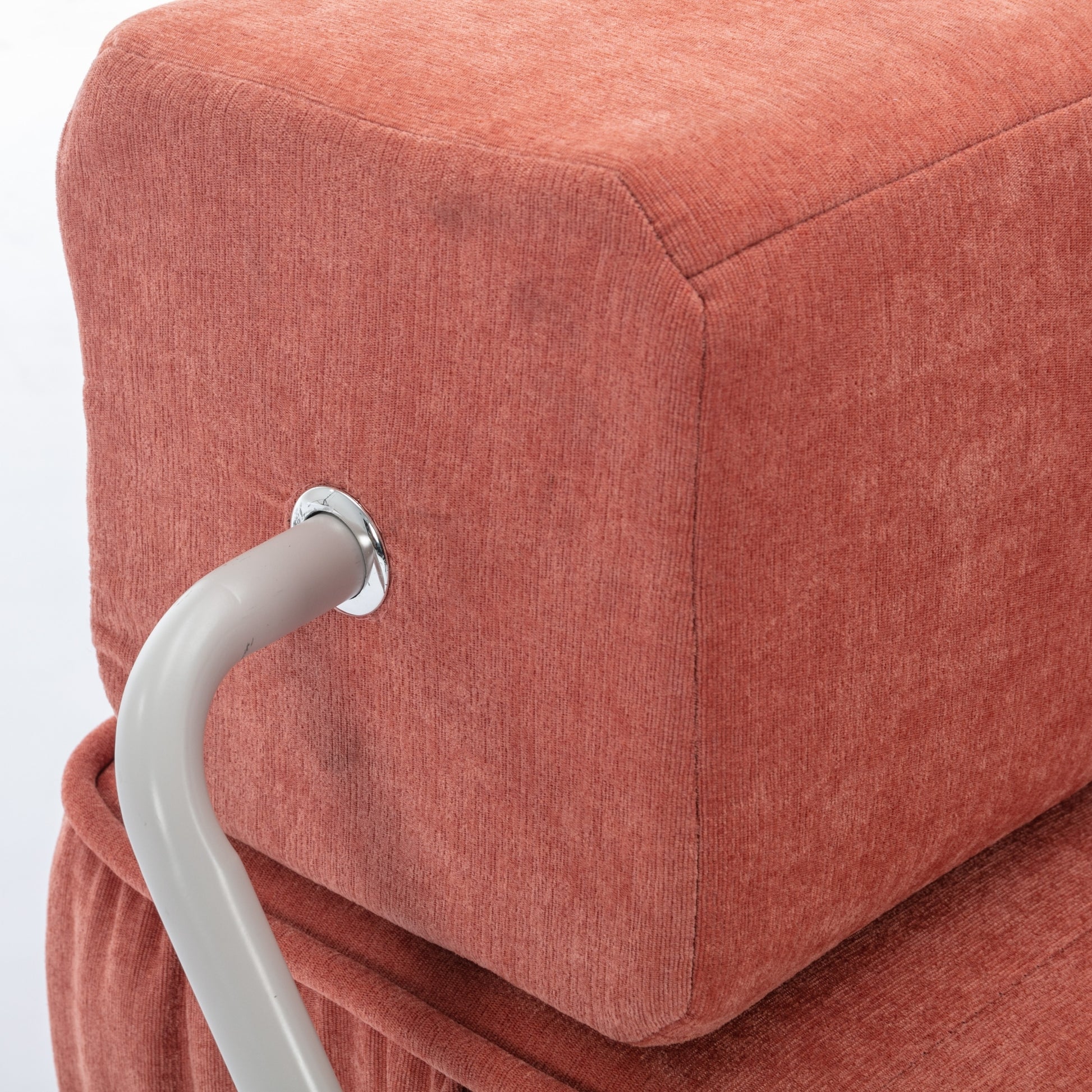 Folding Sofa Bed, Futon Sleeper Chair, Convertible Chair Floor Couch & Sleeping Mattress For Living Room, Guest Room, Home Office, Apartment, Small Space, Bed, Removable Back Cushion, Orange, 1 Seat Orange Chenille Primary Living Space Pillow Back Soft