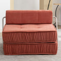 Folding Sofa Bed, Futon Sleeper Chair, Convertible Chair Floor Couch & Sleeping Mattress For Living Room, Guest Room, Home Office, Apartment, Small Space, Bed, Removable Back Cushion, Orange, 1 Seat Orange Chenille Primary Living Space Pillow Back Soft
