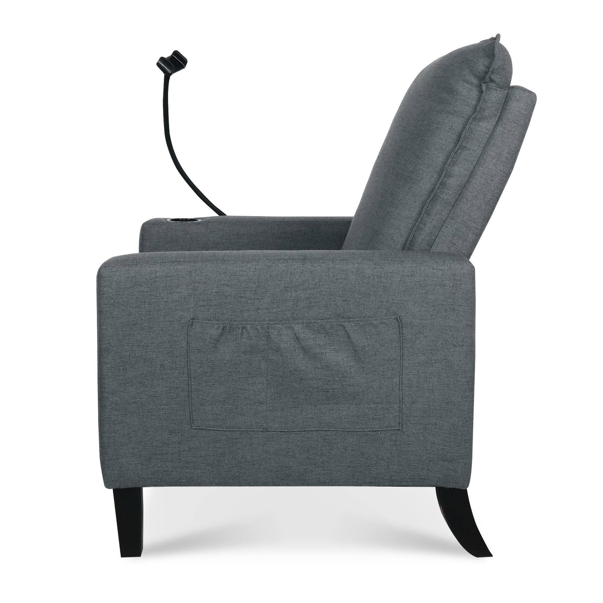 Recliner Chairs For Adults, Adjustable Recliner Sofa With Mobile Phone Holder & Cup Holder, Modern Reclining Chairs Fabric Push Back Recliner Chairs For Living Room, Bedroom, Gray Grey Foam Polyester