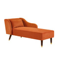 Modern Chaise Lounge Chair Velvet Upholstery Orange Orange Foam Velvet 1 Seat