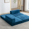 Folding Sofa Bed, Futon Sleeper Chair, Convertible Chair Floor Couch & Sleeping Mattress For Living Room, Guest Room, Home Office, Apartment, Small Space, Bed, Removable Back Cushion, Blue, 1 Seat Blue Chenille Primary Living Space Pillow Back Soft