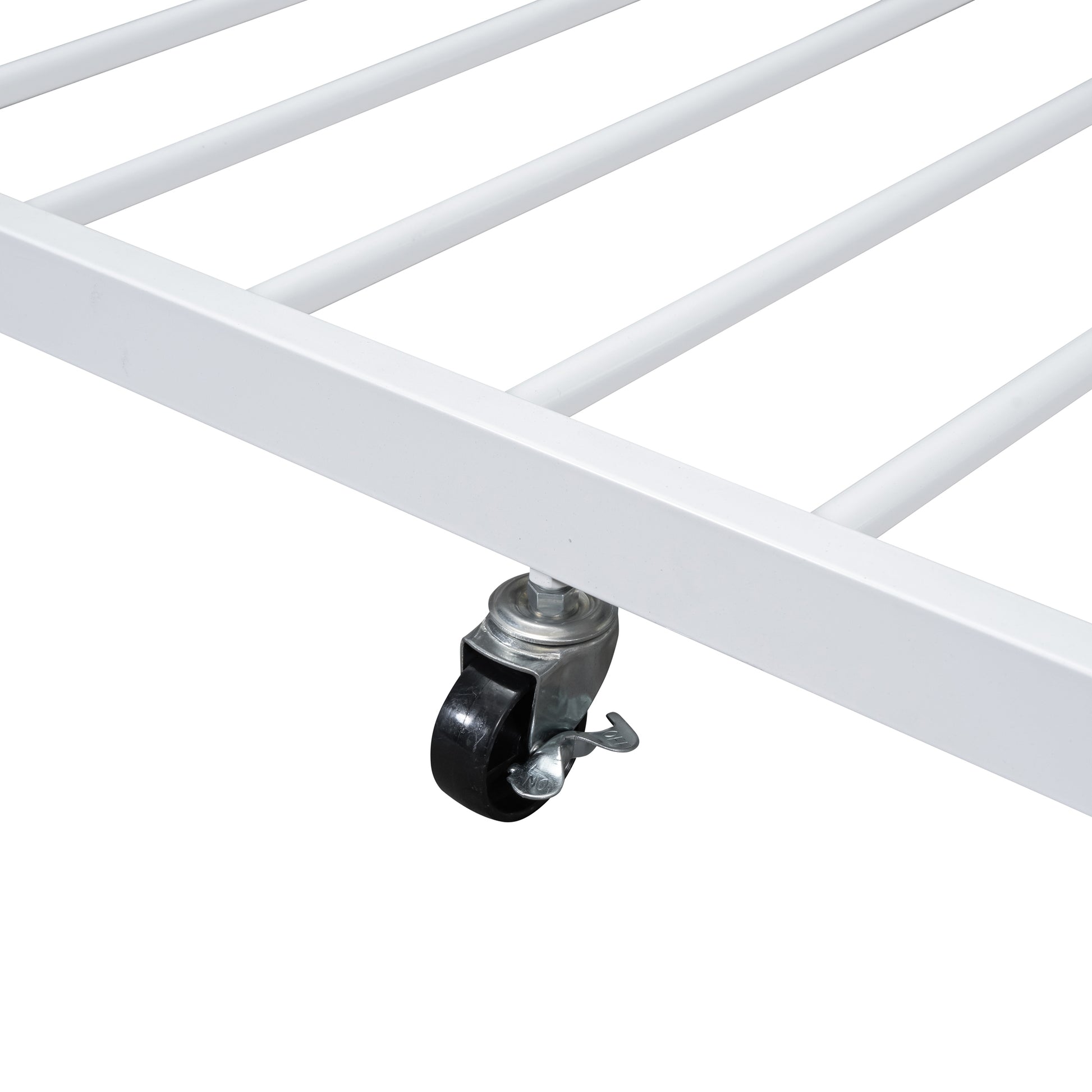 Full Xl Over Queen Metal Bunk Bed With Twin Size Trundle, White White Iron