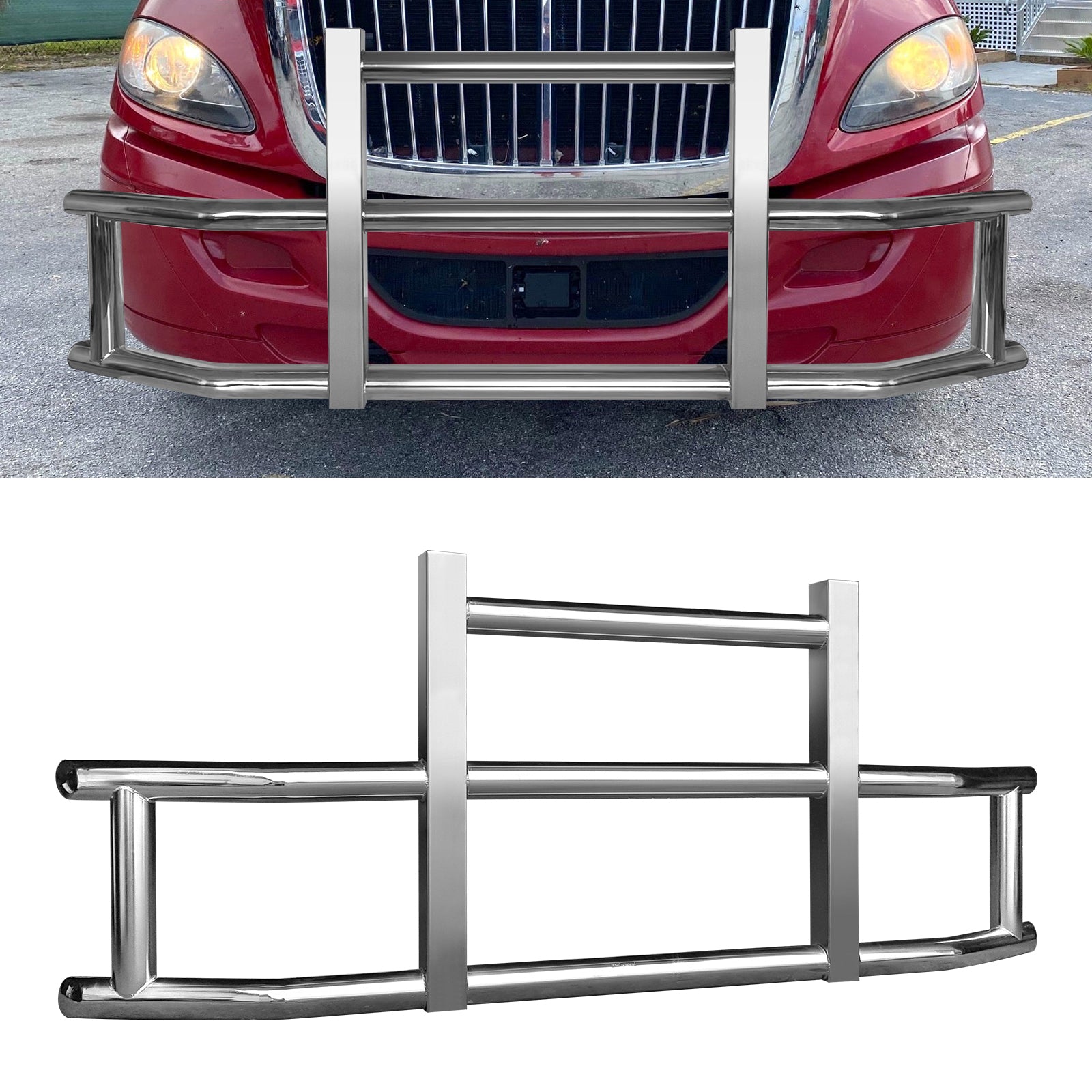 Stainless Steel Deer Guard Bumper for International chrome-stainless steel