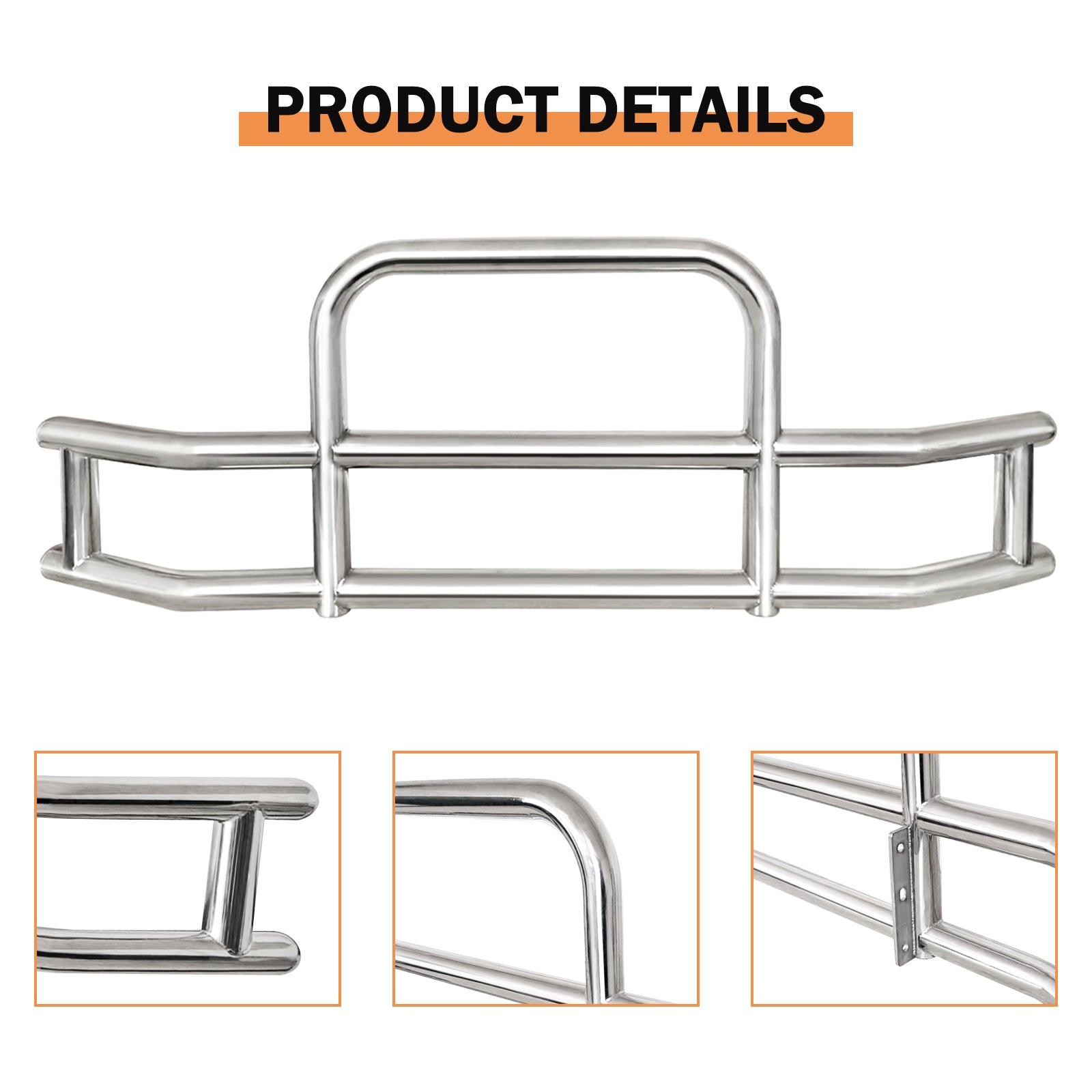 Front Bumper Deer Guard For Freightliner Cascadia 2018 2022 With Bracket G04020 Silver Stainless Steel