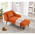 Modern Chaise Lounge Chair Velvet Upholstery Orange Orange Foam Velvet 1 Seat