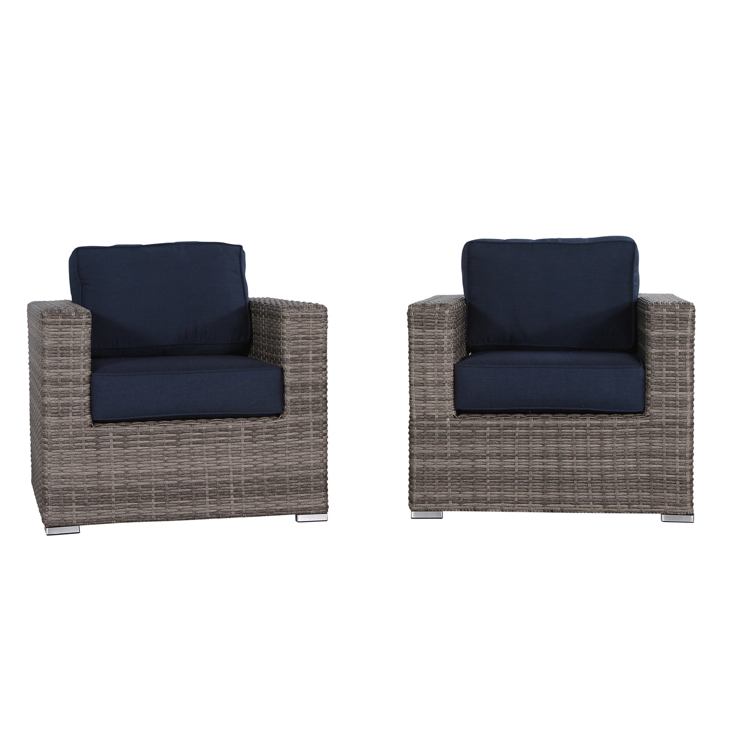 Living Source International Grade Club Fully Assembled Patio Chair With Sunbrella Cushions Set Of 2 Blue Modern Wicker