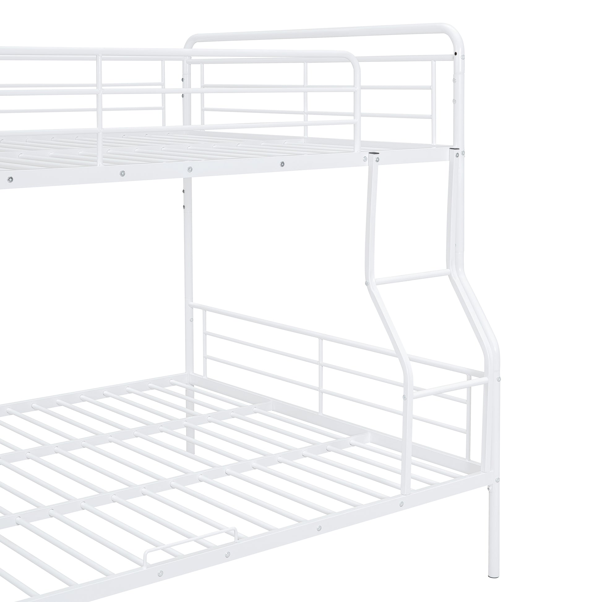 Full Xl Over Queen Metal Bunk Bed, White White Iron
