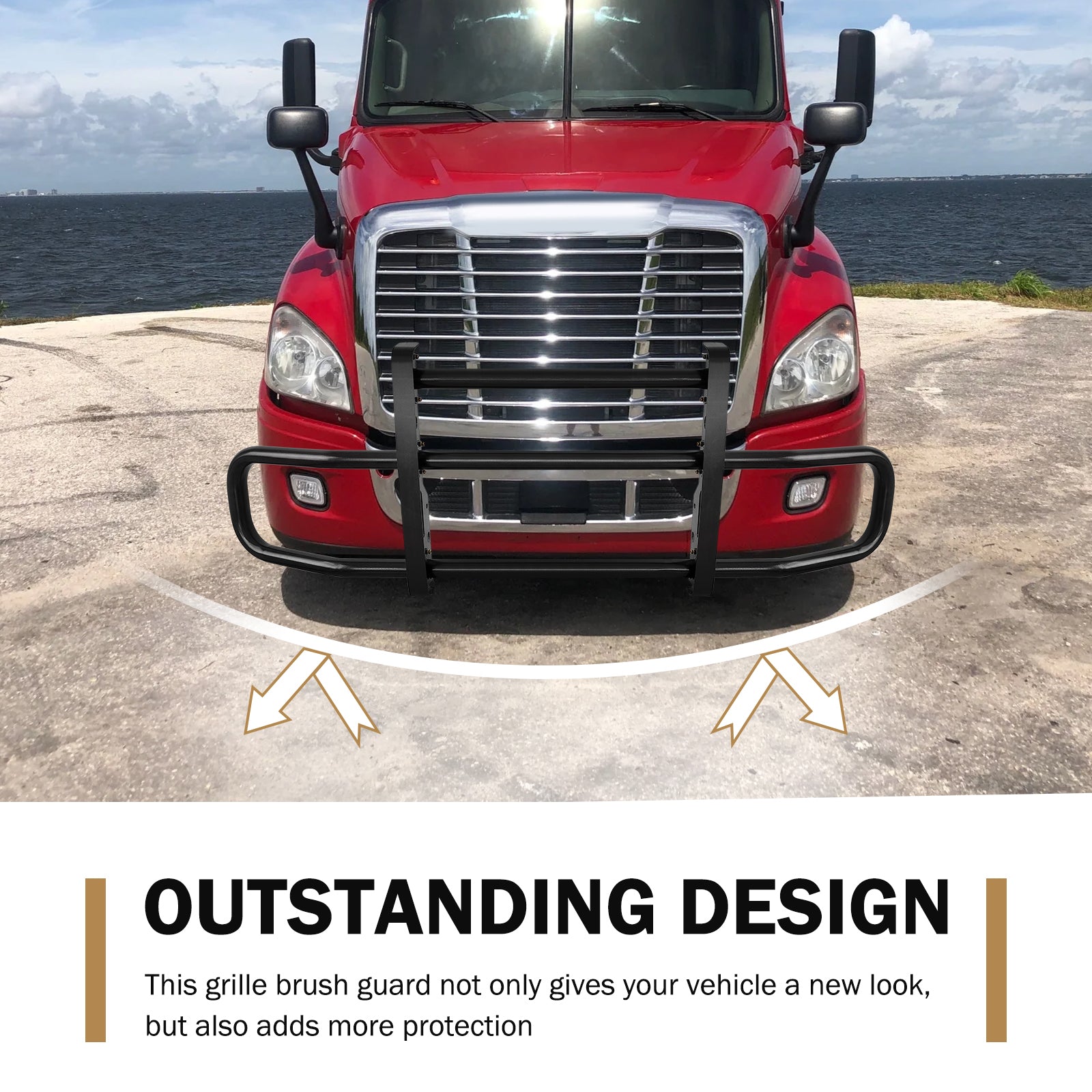 Black lron Integrated Deer Guard for Freightliner black-iron