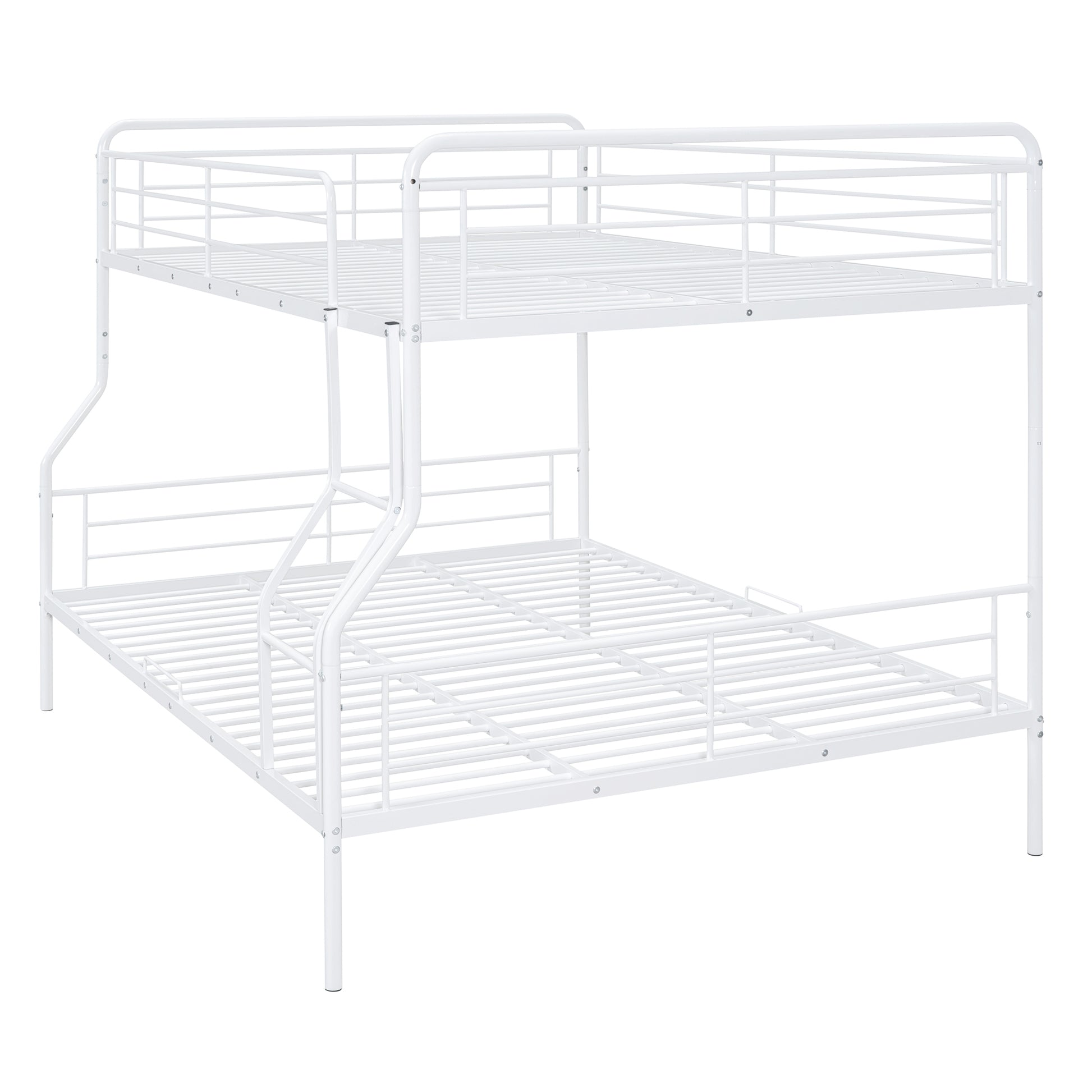 Full Xl Over Queen Metal Bunk Bed, White White Iron