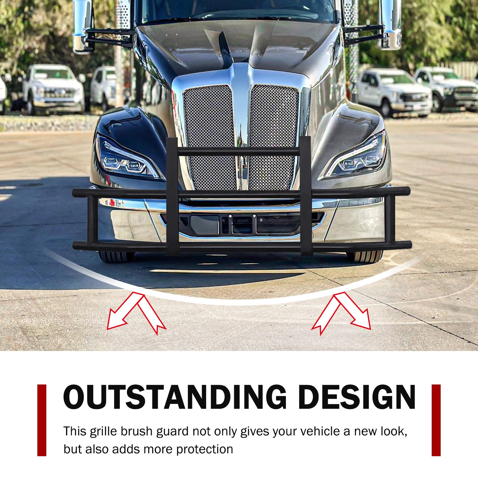Deer Guards For Pickups Front Bumper Deer Guard For Kenworth T680 2022 With Bracket Black Iron