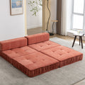 Folding Sofa Bed, Futon Sleeper Chair, Convertible Chair Floor Couch & Sleeping Mattress For Living Room, Guest Room, Home Office, Apartment, Small Space, Bed, Removable Back Cushion, Orange, 1 Seat Orange Chenille Primary Living Space Pillow Back Soft