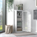 Freestanding Bathroom Cabinet with Glass Door, Corner white-mdf+glass