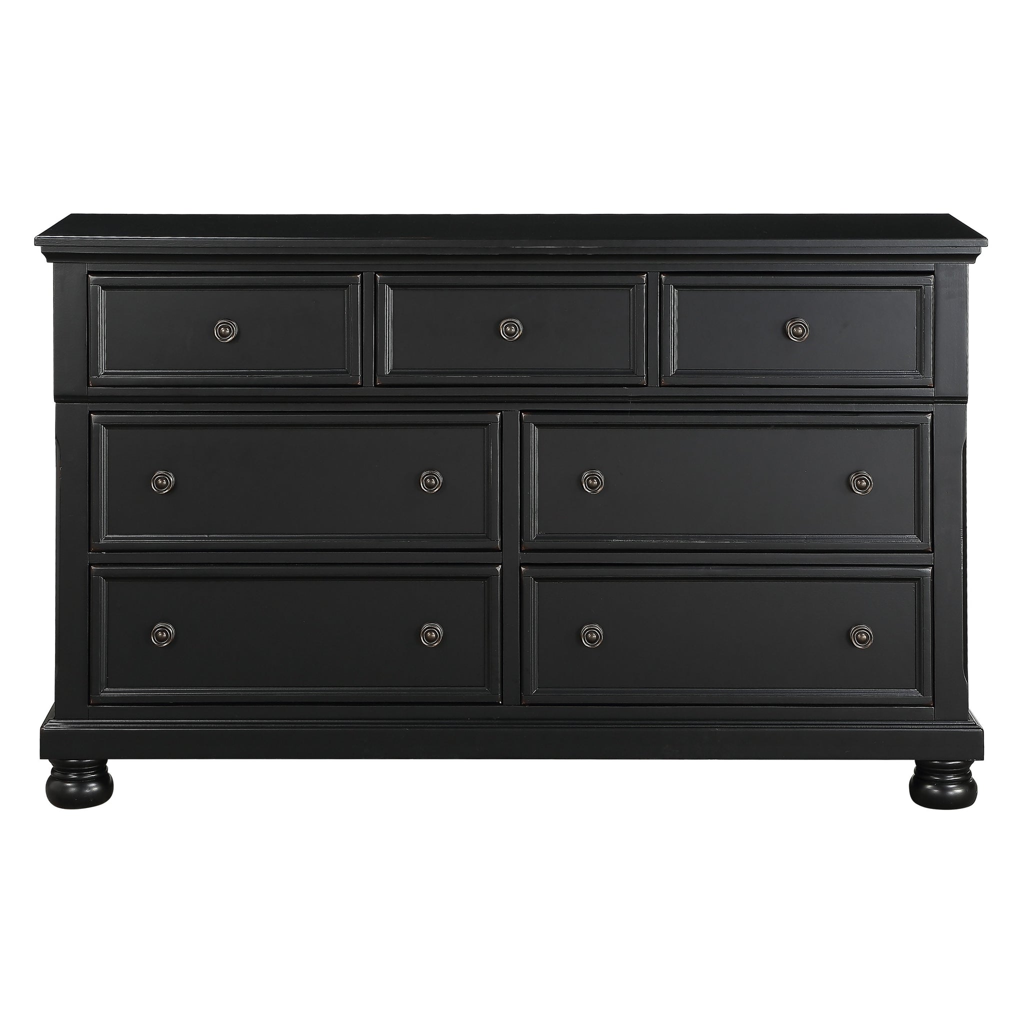 Transitional Black Dresser Of 7 Drawers Jewelry Tray Traditional Design Bedroom Wooden Furniture Black Bedroom Traditional,Transitional Wood