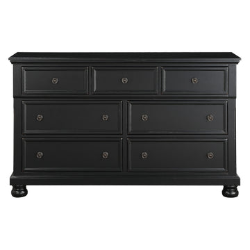 Transitional Black Dresser Of 7 Drawers Jewelry Tray Traditional Design Bedroom Wooden Furniture Black Bedroom Traditional,Transitional Wood