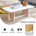 Chinese Style White Solid Wood And Imitation Rattan Coffee Table, Rectangular Solid Wood Coffee Low Table, Small Living Room Coffee Table White Solid Wood