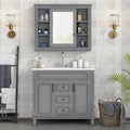 36'' Bathroom Vanity With Top Sink, Grey Mirror Cabinet, Modern Bathroom Storage Cabinet With 2 Soft Closing Doors And 2 Drawers, Single Sink Bathroom Vanity Grey Bathroom Mdf