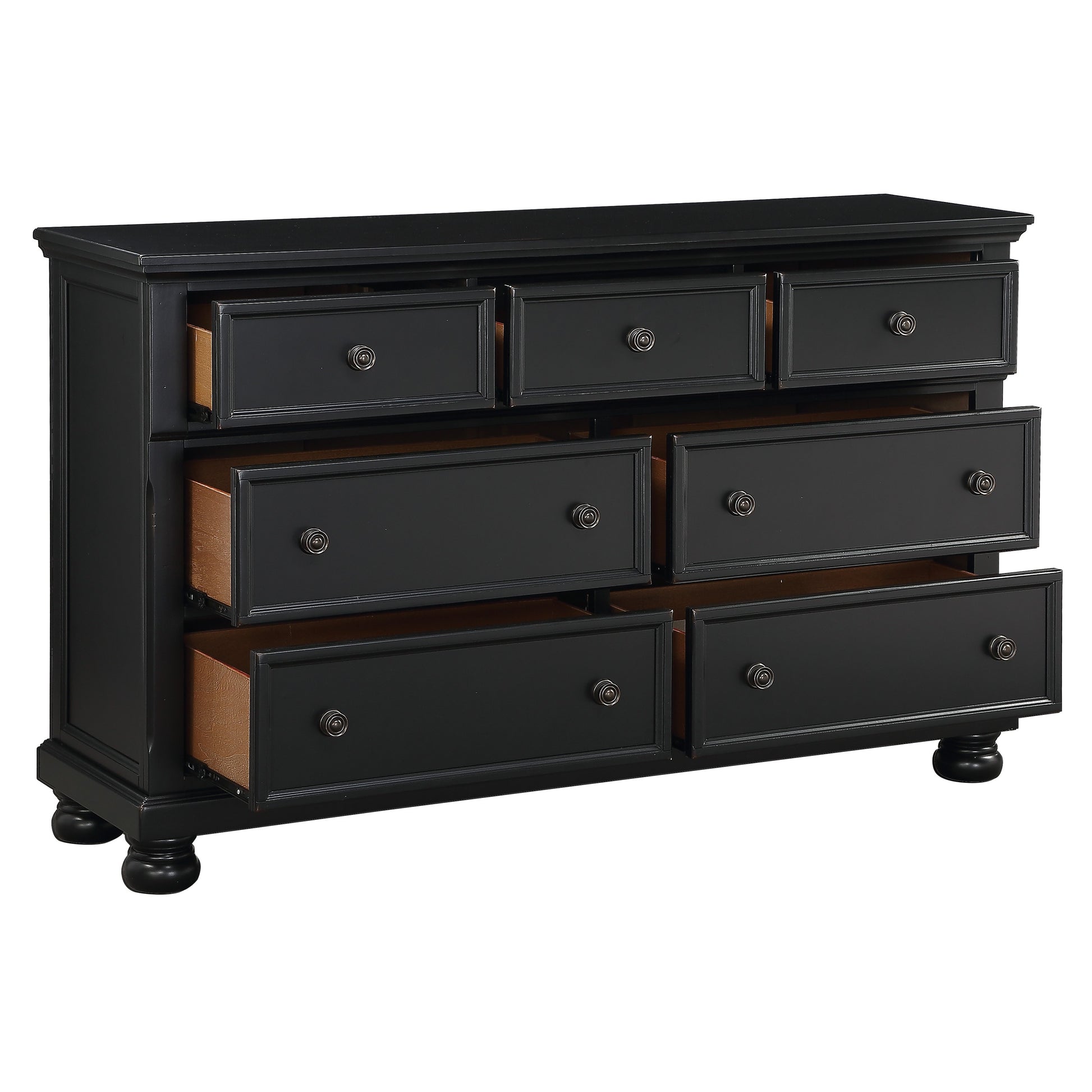 Transitional Black Dresser Of 7 Drawers Jewelry Tray Traditional Design Bedroom Wooden Furniture Black Bedroom Traditional,Transitional Wood