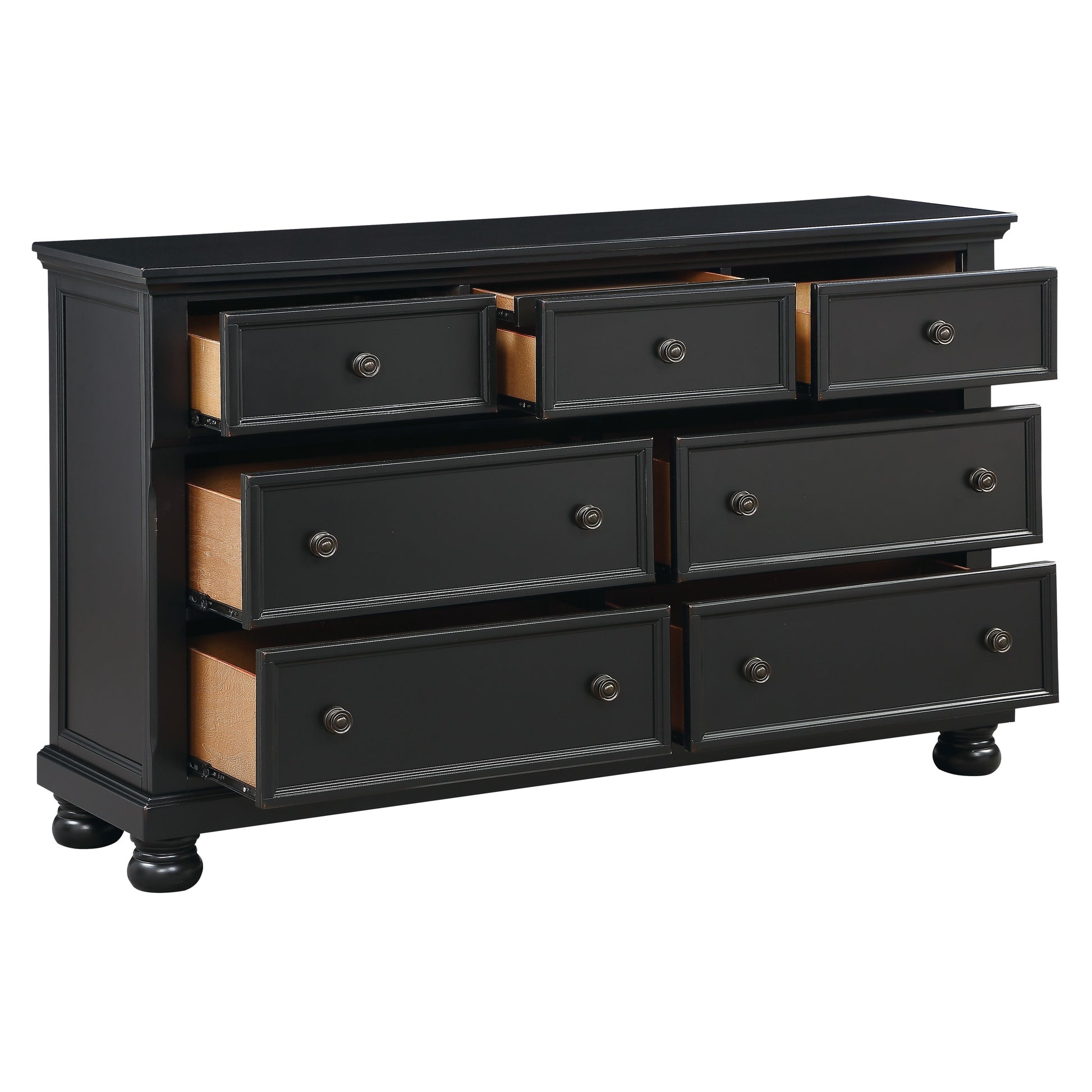 Transitional Black Dresser Of 7 Drawers Jewelry Tray Traditional Design Bedroom Wooden Furniture Black Bedroom Traditional,Transitional Wood