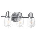 3 Light Vanity Light with Clear Glass Lampshade silver-metal