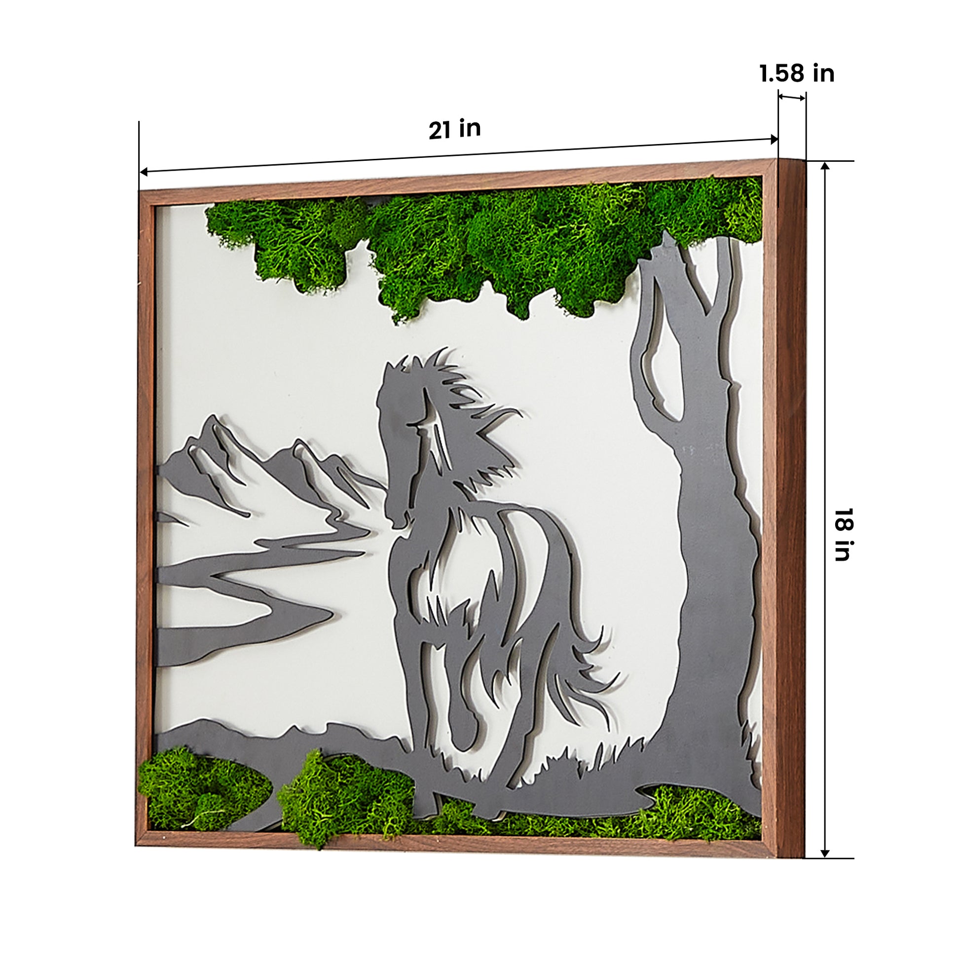 Horse Moss Metal Wall Art Green Iron