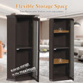 Freestanding Bathroom Cabinet with Glass Door, Corner brown-mdf+glass