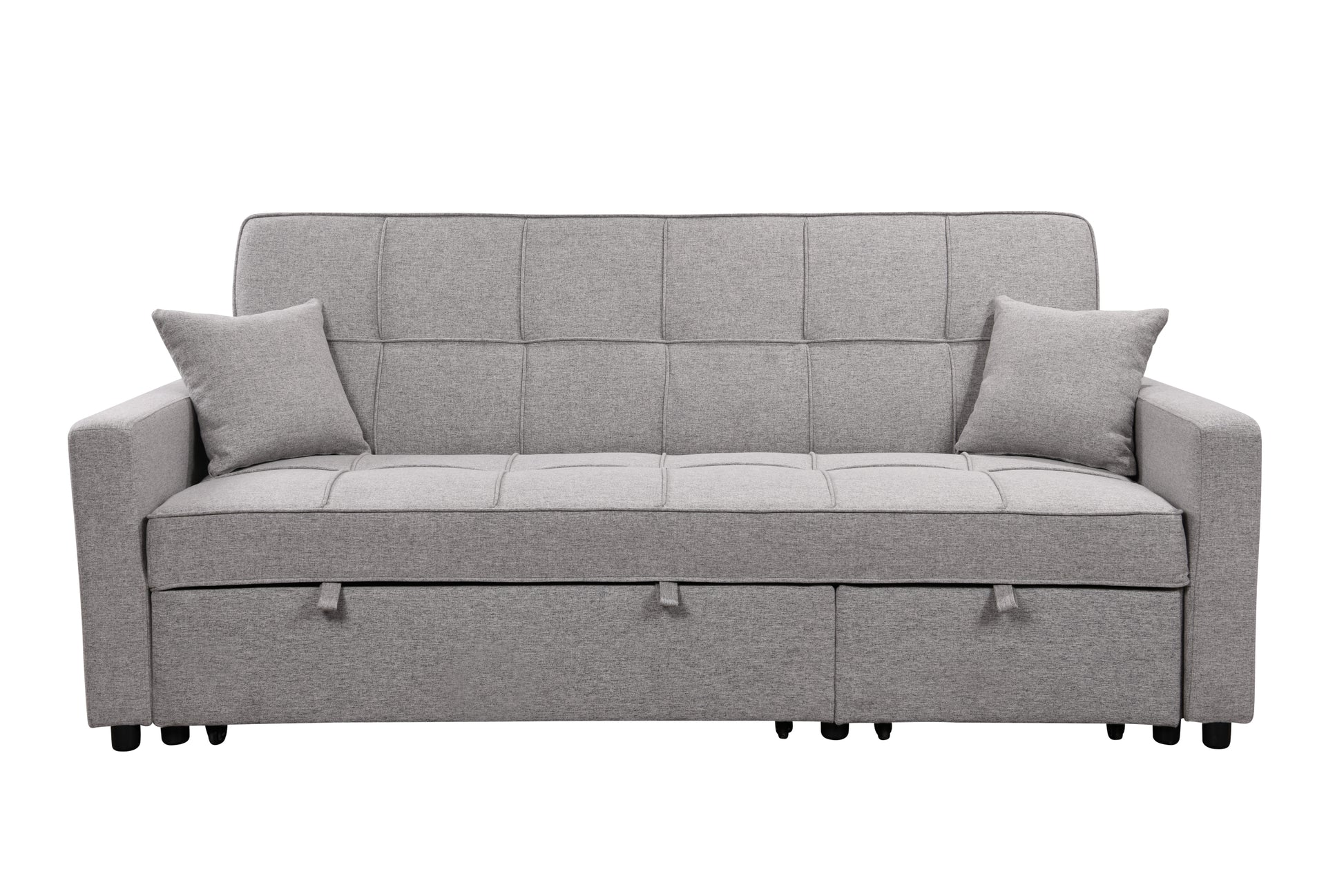 83" Oversized Upholstered Sofa Bed W Pull Out Couch Bed & Adjustable Backrest,3 Seaters Sofa & Couch Convertible Sleep Sofabed For Home Apartment Living Room,Light Gray Light Brown Wood Primary Living Space Heavy Duty Eucalyptus 3 Seat Light Gray Linen