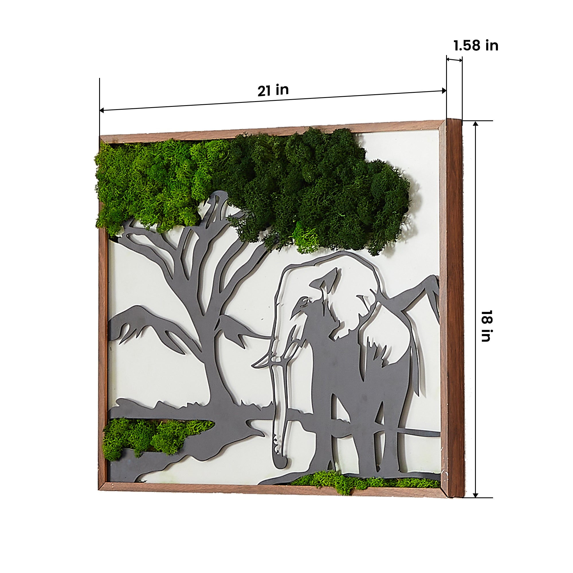 Elephants Moss Metal Wall Art green-iron