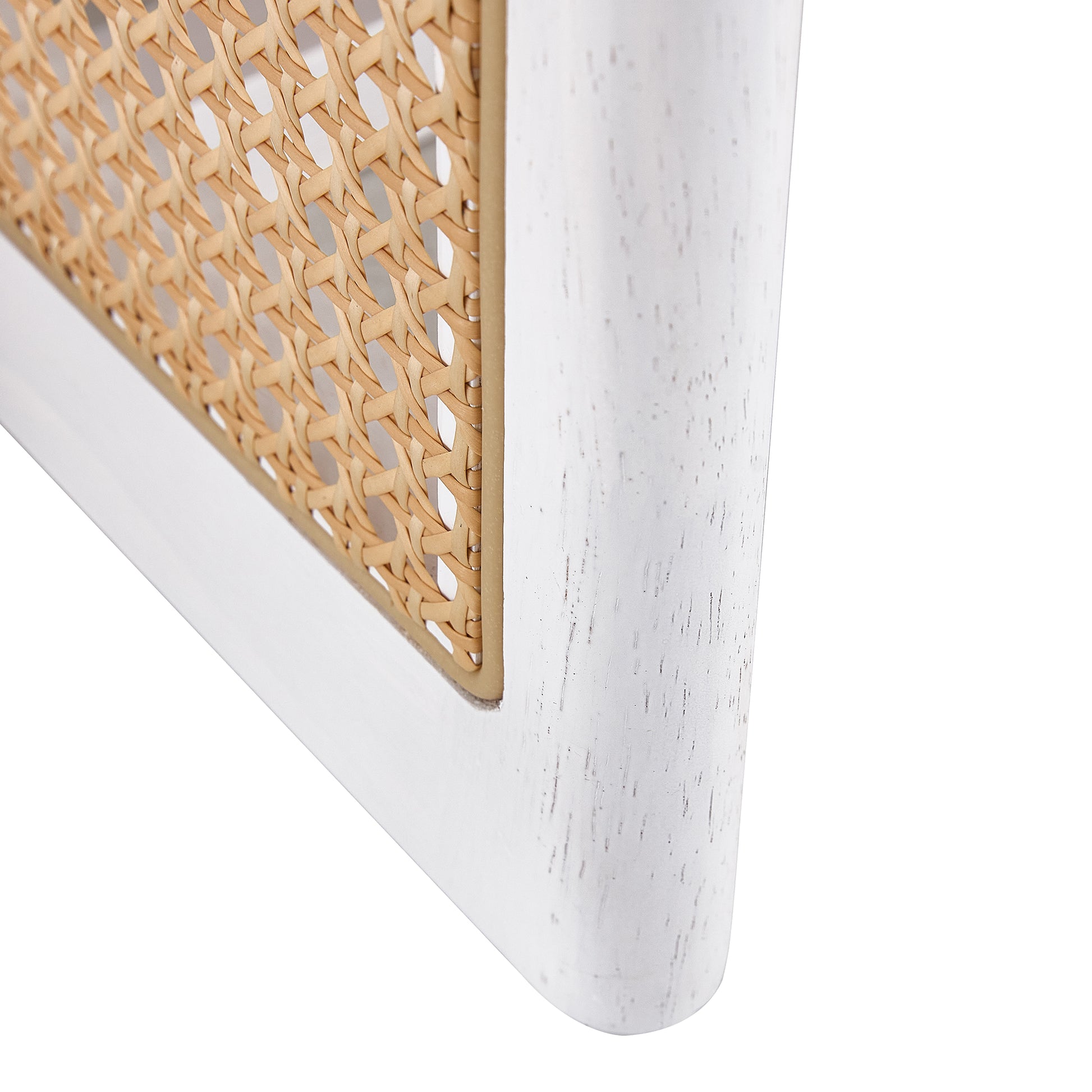 Chinese Style White Solid Wood And Imitation Rattan Coffee Table, Rectangular Solid Wood Coffee Low Table, Small Living Room Coffee Table White Solid Wood