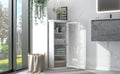 Freestanding Bathroom Cabinet with Glass Door, Corner white-mdf+glass