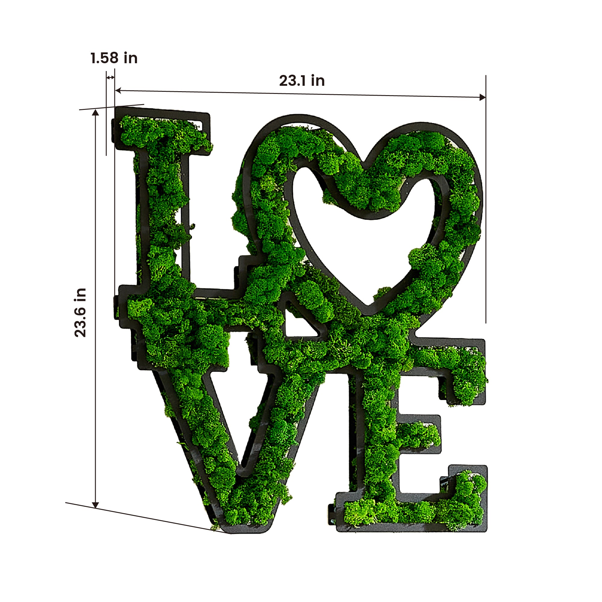LOVE Letter Art Moss Wall Decor green-iron