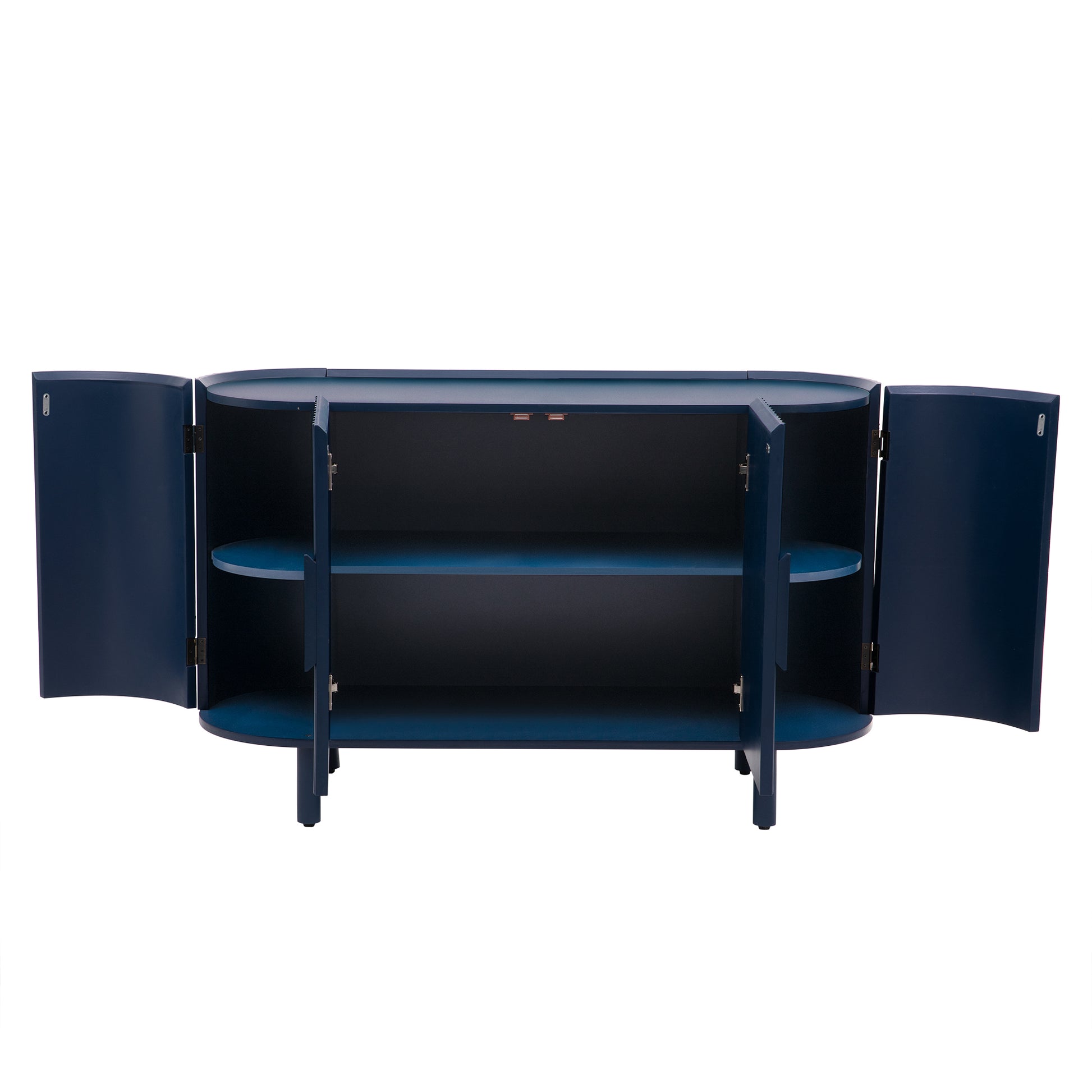 Curved Design Light Luxury Sideboard With Adjustable Shelves,Suitable For Living Room,Study And Entrance Blue Mdf