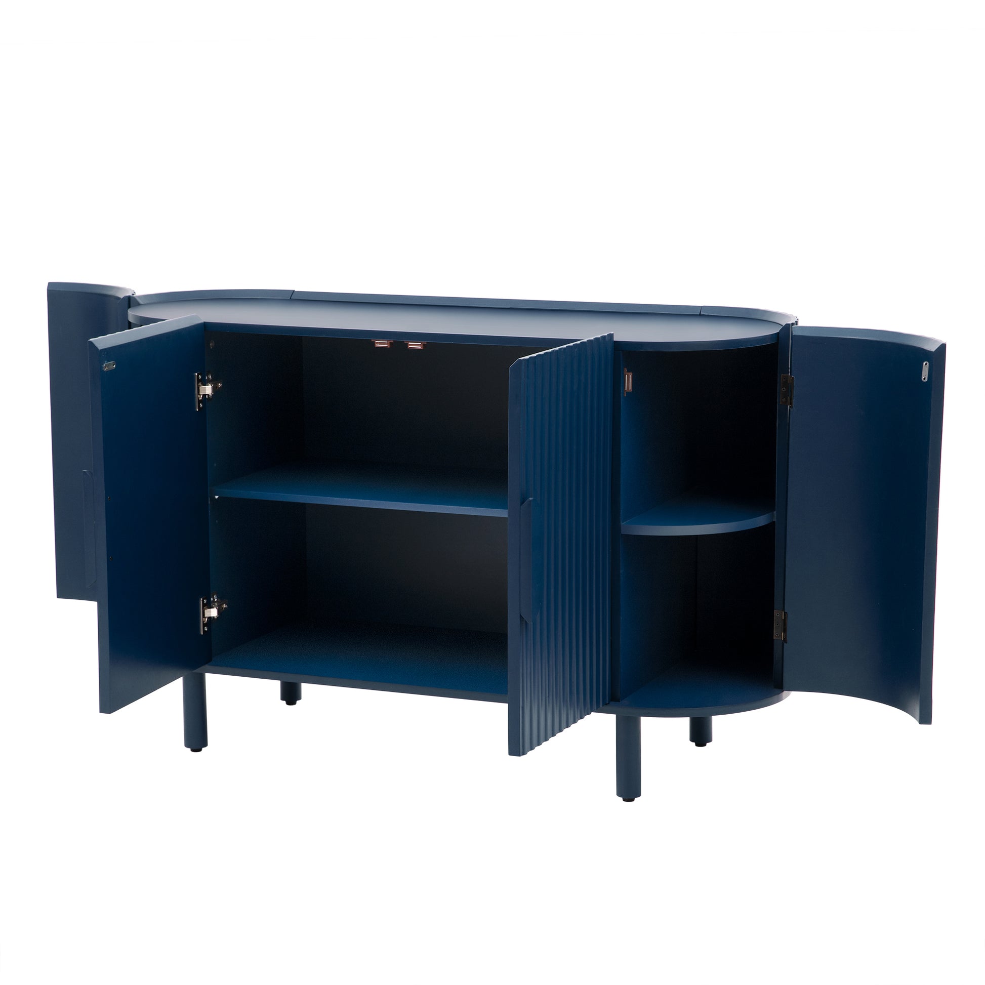 Curved Design Light Luxury Sideboard With Adjustable Shelves,Suitable For Living Room,Study And Entrance Blue Mdf