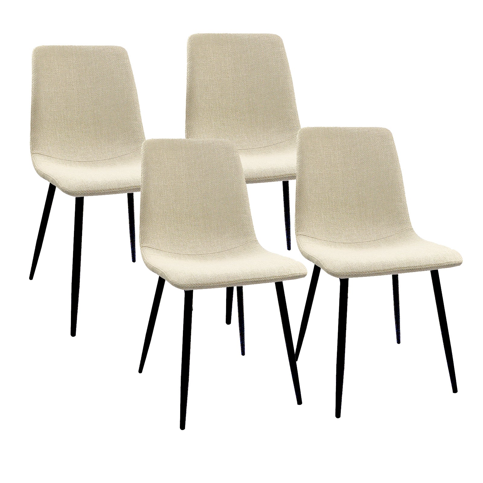 Dining Chairs Set Of 4,Modern Kitchen Dining Room Chairs,Upholstered Dining Accent Chairs In Linen Cushion Seat And Sturdy Black Metal Legs .Fabric Dining Chairs Beige Beige Kitchen Dining Chairs