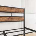 Full Size Platform Bed Frame With Rustic Vintage Wood Headboard, Strong Metal Slats Support, No Box Spring Needed Box Spring Not Required Full Black Metal Brown Bedroom Bed Frame Metal & Wood