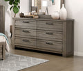 Rustic Style 1Pc Gray Dresser Of 6X Drawers Metal Hardware Wooden Bedroom Furniture Gray Bedroom Industrial,Rustic Wood